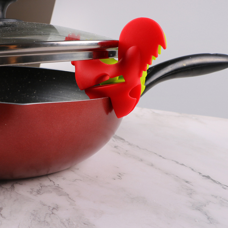 Silicone Rooster Spoon Holder Anti Overflow Pot Pan Clip Multi Function Kitchen Accessories