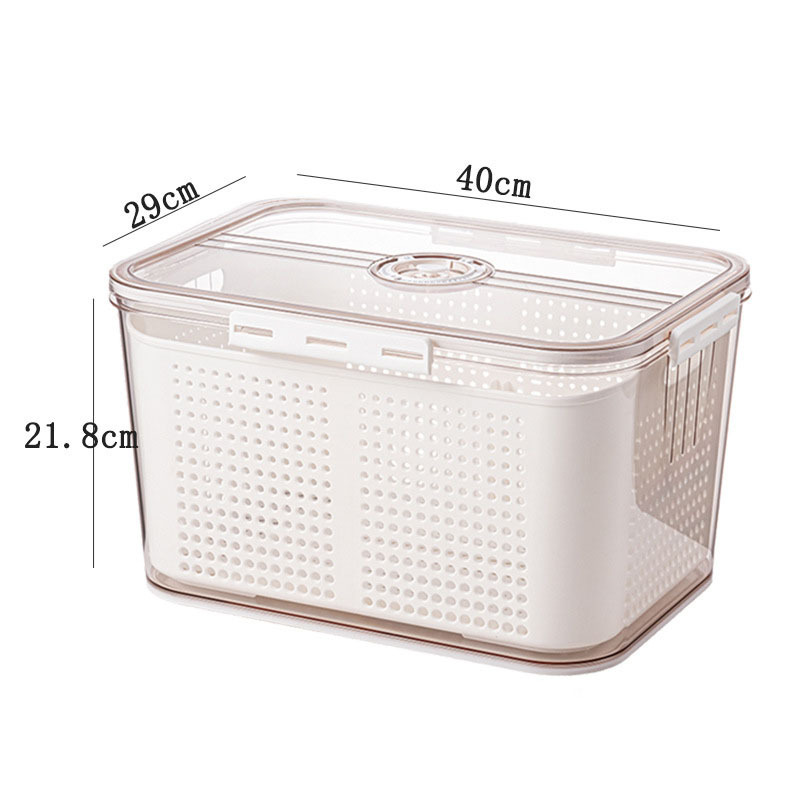 Time Lock Fridge Fresh Keeping Box Vegetable and Fruit Containers with Draining Baskets