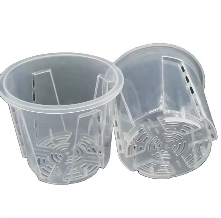 New Clear Pots Short Fat Transparent Root Control Pot Air Permeable Flower Pot Phalaenopsis Holes Seedling Planting Cup