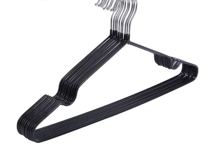 Wholesale household traceless simple coat hanger metal non-slip belt groove dip plastic process adult coat hanger