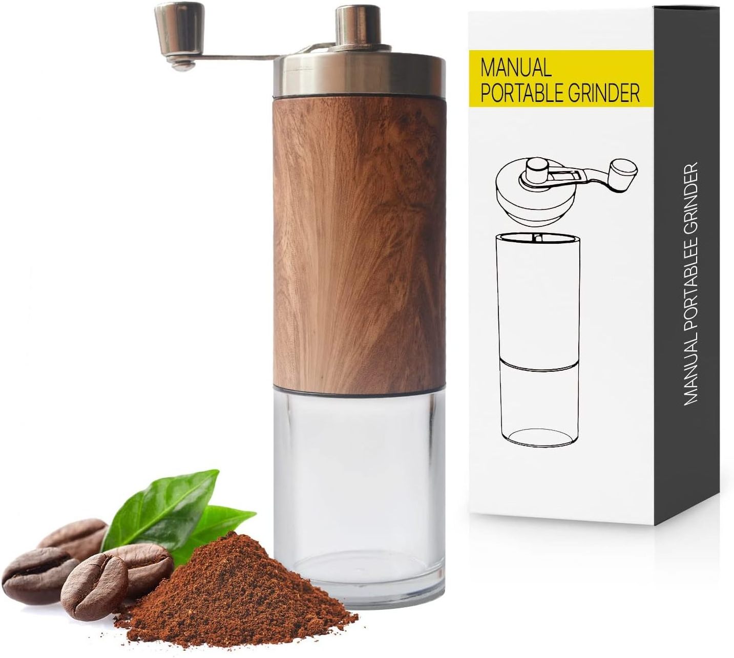 Wood Grain Design Hand Coffee Grinder with Adjustable Conical Ceramic Burr Factory Wholesale Coffee Grinder