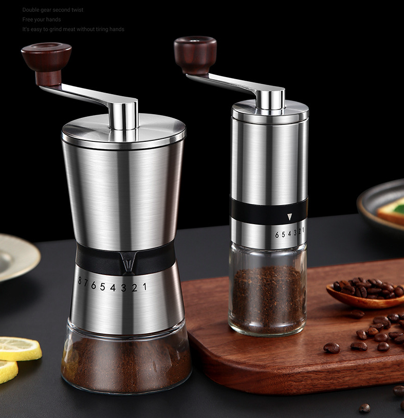 Hand-cranked coffee grinder hand detachable portable grinder coffee machine ceramic grinding core thick Stainless steel