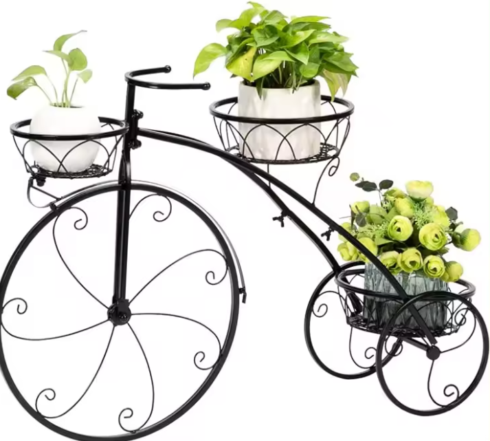 Great Gift for Plant Lovers Home Garden Decor Tricycle Plant Stand Flower Pot Cart Holder for Indoor & Outdoor Use