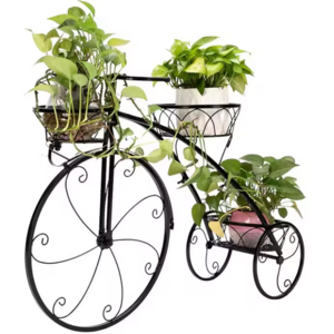 Great Gift for Plant Lovers Home Garden Decor Tricycle Plant Stand Flower Pot Cart Holder for Indoor & Outdoor Use