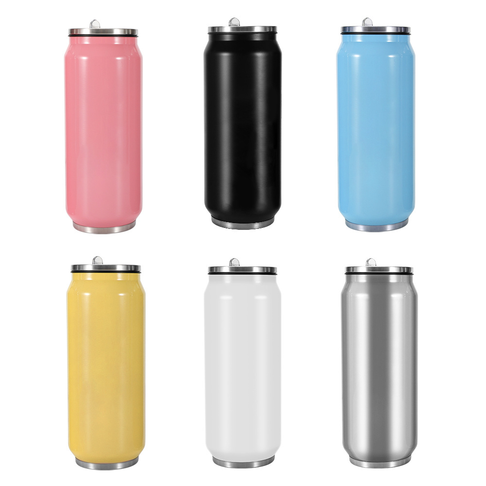 Double wall stainless steel keep cold can vacuum insulated drink cola Can with straw