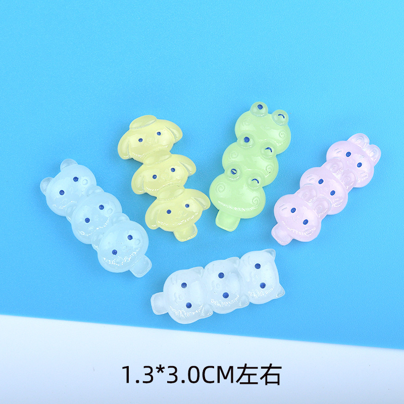 Supply cartoon glow-in-the-dark rabbit bear sugar gourd diy cream glue resin ornament accessories phone case shoe decoration