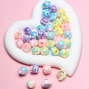 Wholesale Acrylic Colorful Hand Painted Oil Drop Pearls Beads for Jewelry Making DIY Charm Necklace Bracelet