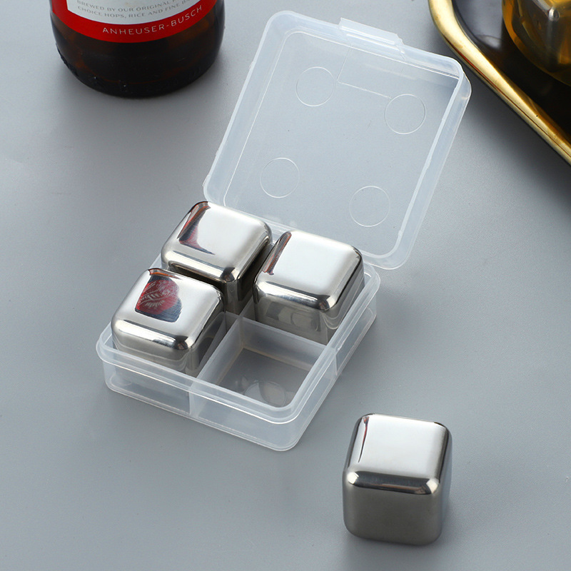 Bar Accessories Cooling Stones Stainless Steel 304 Whiskey Ice Cube for Cola Wine Drinks Gift Box Whiskey Chilling Rocks