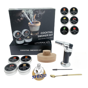 10 Years Factory Bartending Cocktail Smoker Kit Set With Torch And 4 Kind Of Wood Chips Wooden Box For Whiskey Cocktail Smoker