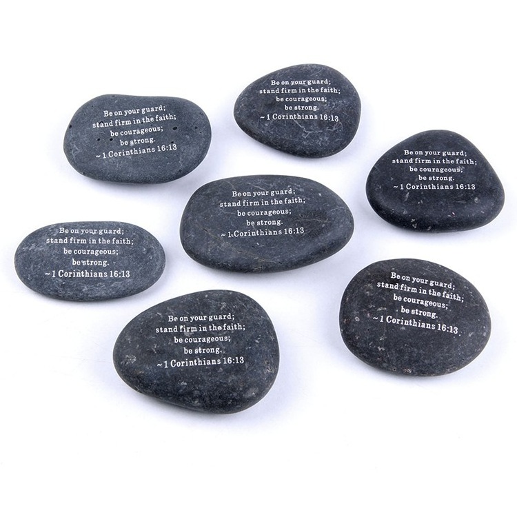 10 Years Factory Supply Cheap Glass Laser Engraved Inspirational Word Stones