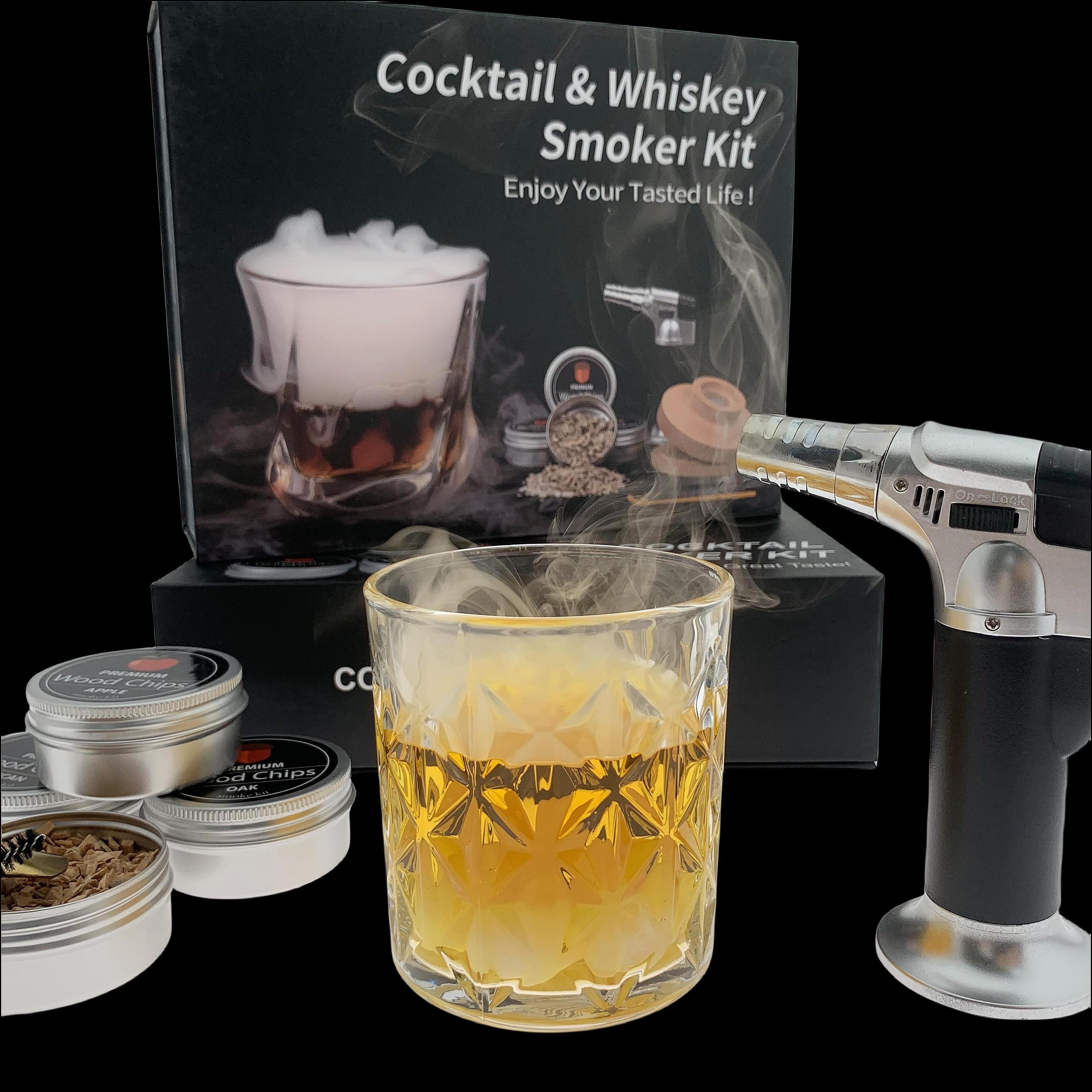 10 Years Factory Bartending Cocktail Smoker Kit Set With Torch And 4 Kind Of Wood Chips Wooden Box For Whiskey Cocktail Smoker