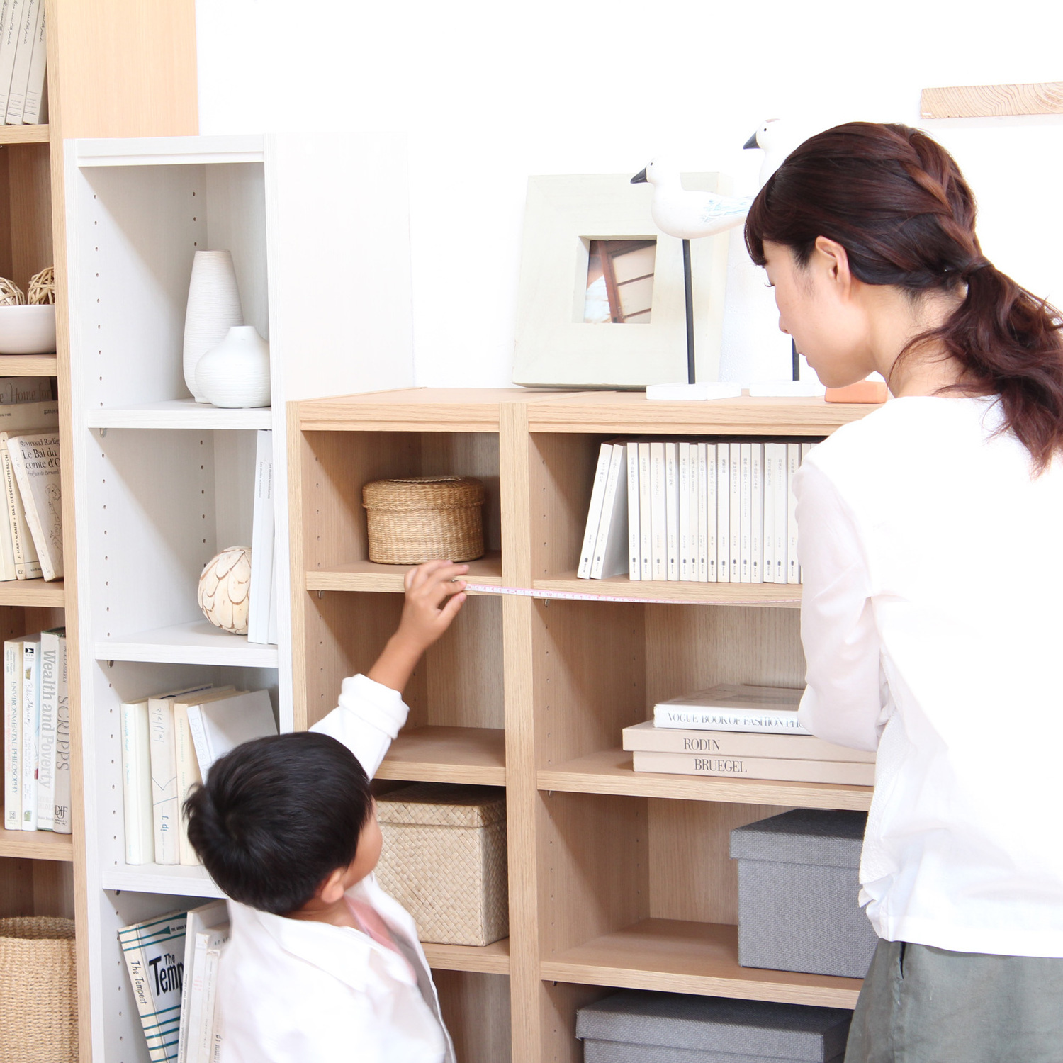 RTA basic Japanese quality wood open shelf furniture bookcases