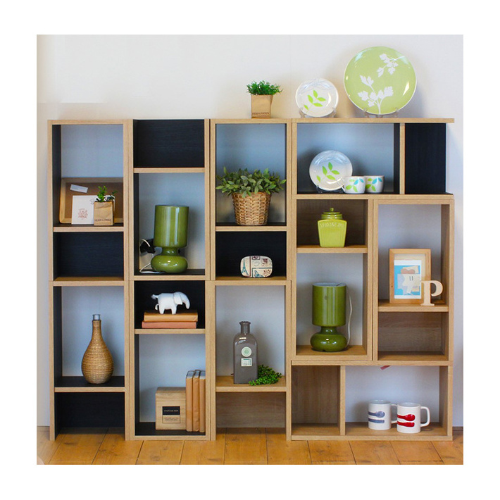 Open standing type rack wooden shelving unit storage living room