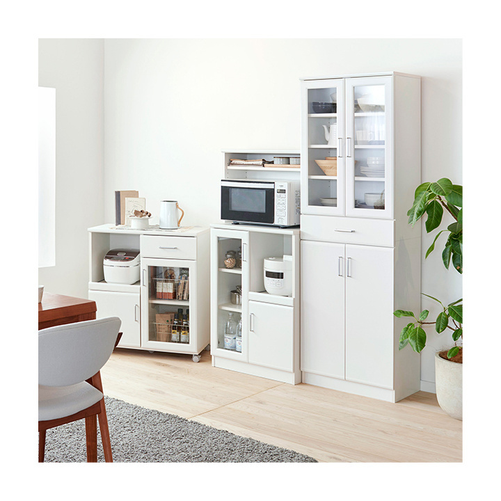 White simple design custom kitchen storage solid wood cabinet