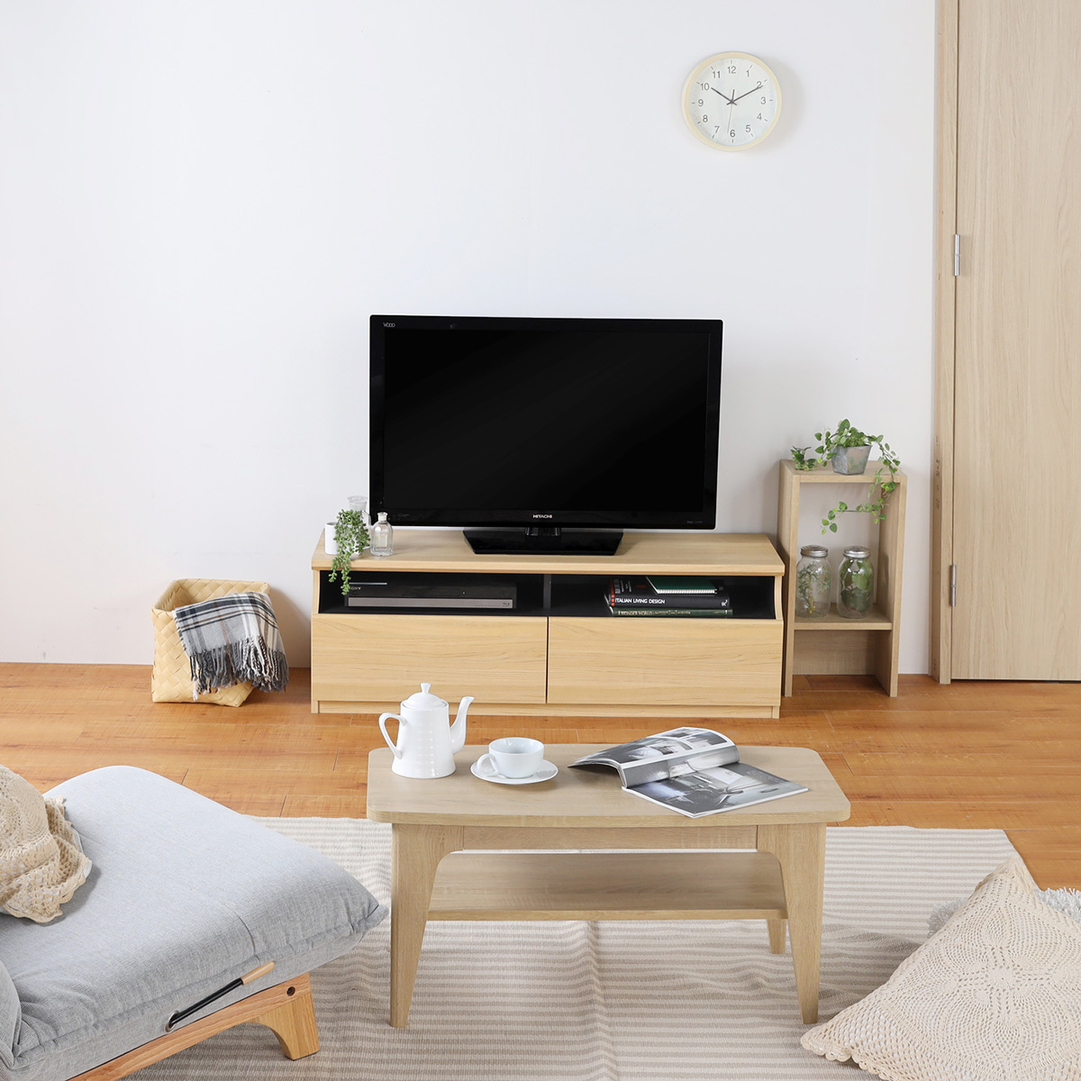 Solid Japanese modern wood tv stand furniture for living room