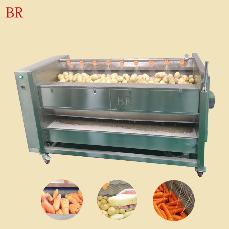 Vegetable Fruit Ginger Potato Roller Peeler Washing Peeling Cleaning Machine