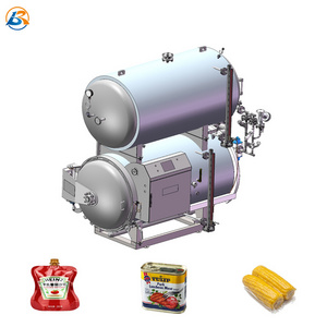 High efficiency water immersion horizontal sterilizer fruit and vegetable tin canned product autoclave rotary retort