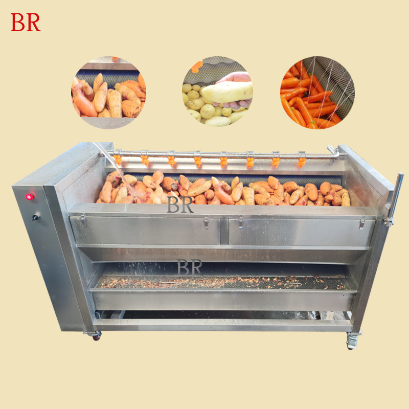 Vegetable Fruit Ginger Potato Roller Peeler Washing Peeling Cleaning Machine