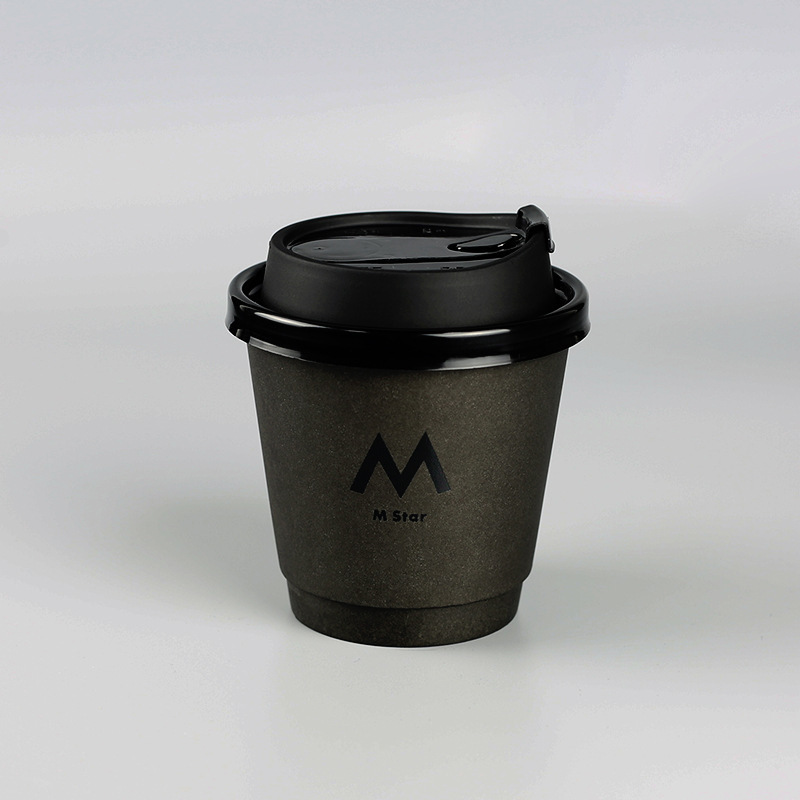 8oz  10oz 12oz 16oz 18oz 20oz PLA  disposable double wall  stamping custom logo all black hot coffee paper cup