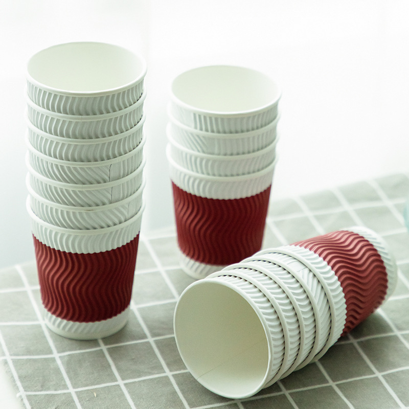 ShiRong printed cup paper manufacturers disposable rippled paper coffee cups 8oz ripple wall paper cup with logo