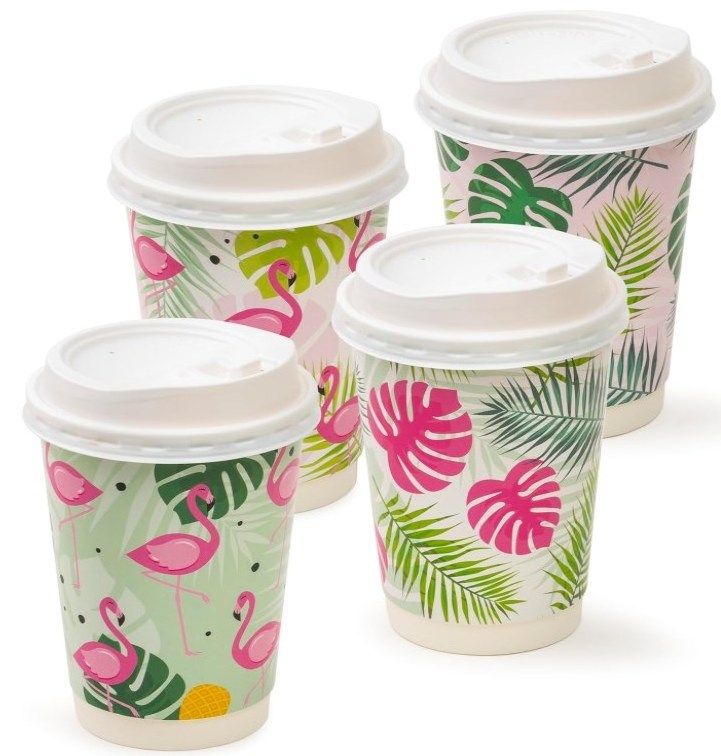 Custom logo double wall coffee cups disposable pink top coffe cup to go paper cup 8oz 12oz with lids