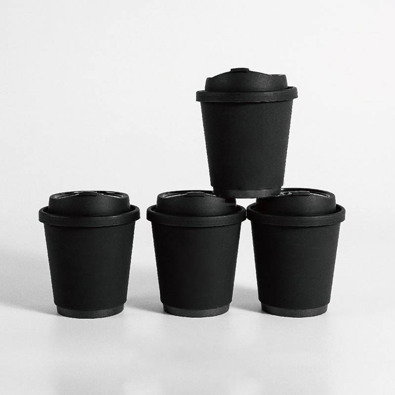 2023 New Design Biodegradable Disposable PLA Plastic Beverage  8oz 12oz 16oz  Black Disposable Double Wall coffee cup