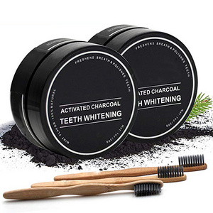 OEM Organic Activated Bamboo Charcoal Natural Teeth Whitening Powder with Brush