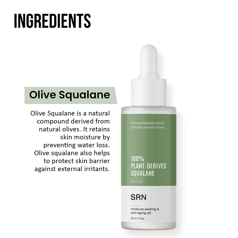 Oem 100% Plant Derived From Olives Lightweight Face Oil Minimize Fine Lines & Wrinkles Squalane Oil For Face