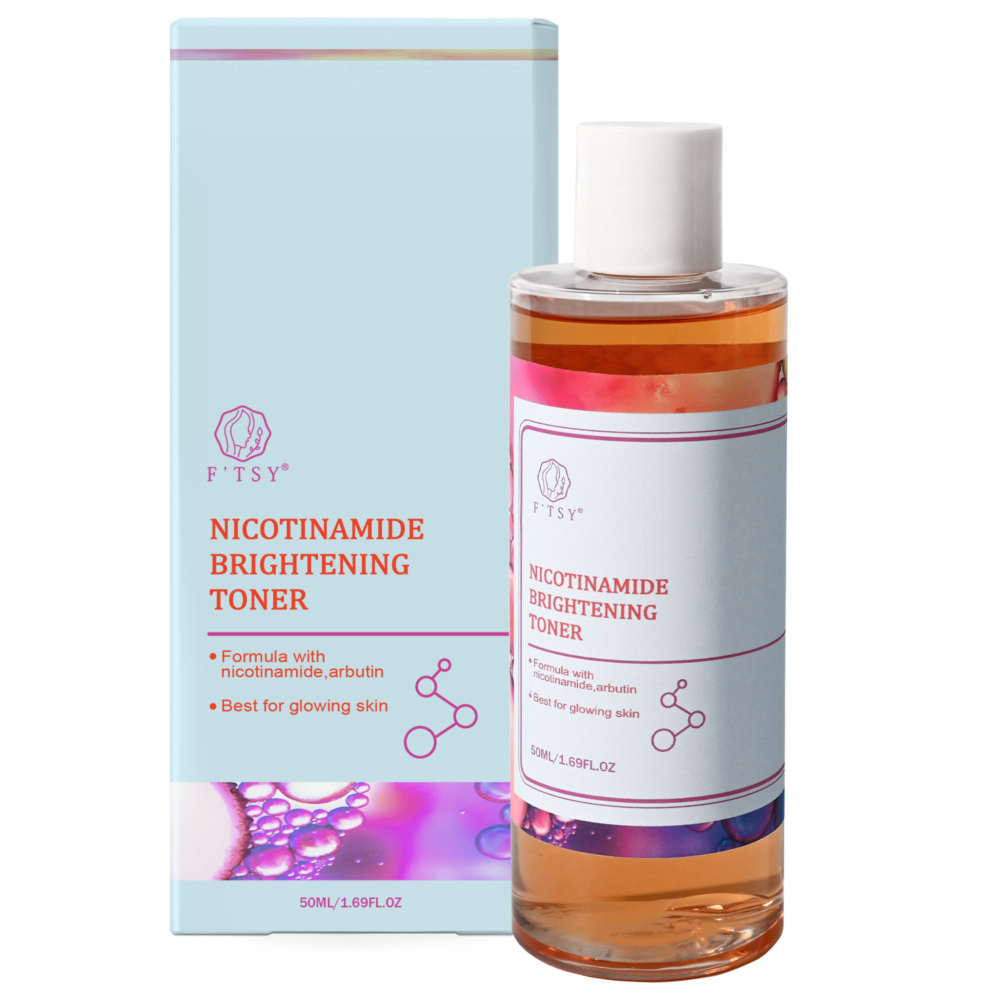 Private Label Vegan Vitamin C Arbutin Niacinamide Brightening Soothe Facial Toner for Dullness Uneven Skin Tone