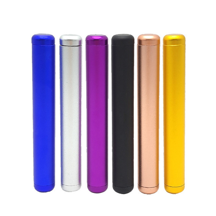 Custom Logo Lightweight Metal Tube Container Aluminum Waterproof Airtight Metal Case for Purse Pocket Travel Cigarette Tube