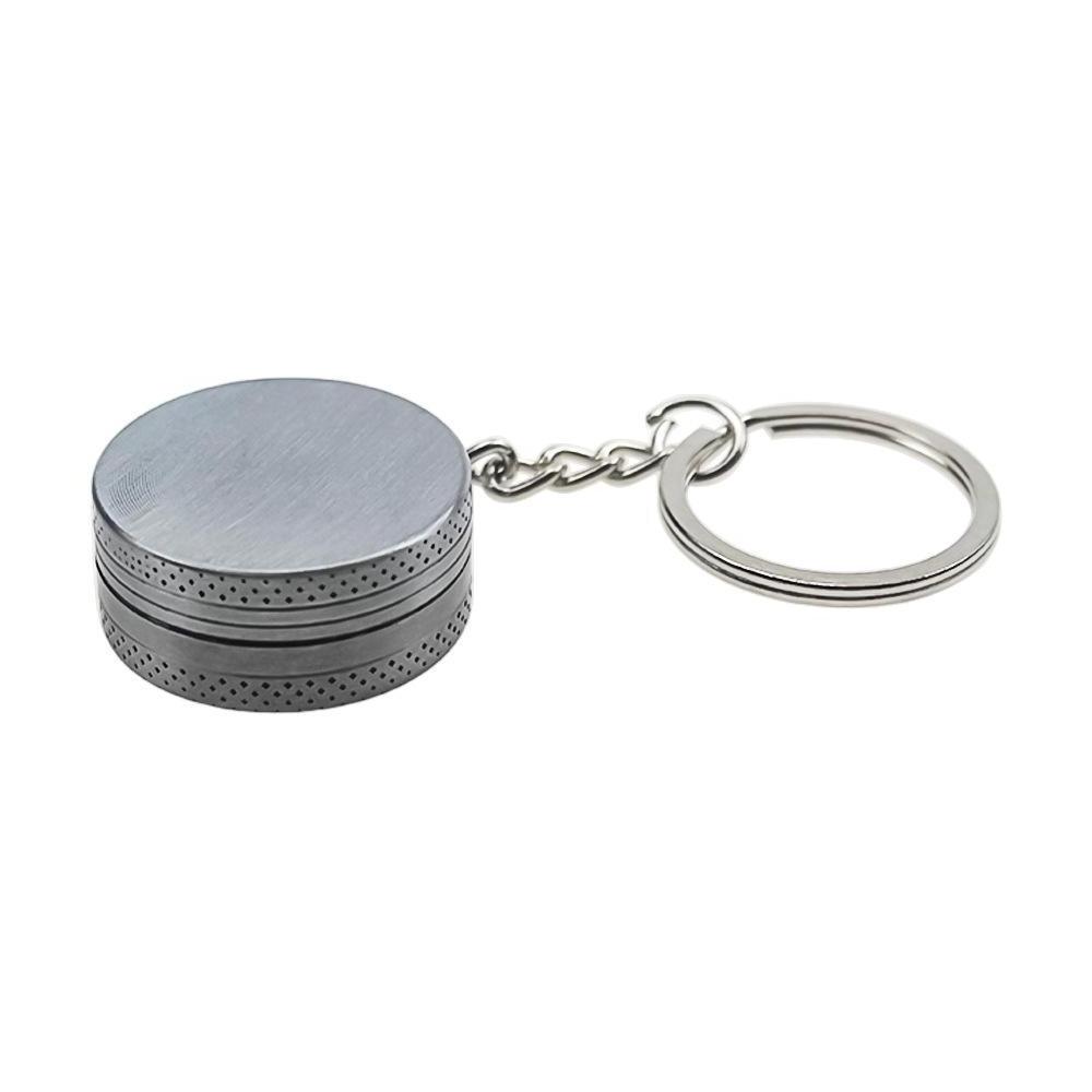 Two-Layer Herb Grinder with Key Chain Portable 30mm Zinc Alloy Smoke Breaker Easy Carry Metal Mill Case Tobacco Use Box Packing