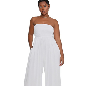 8582 European and American women's dress mopping wide-leg casual chiffon high waist jumpsuit pants women's jumpsuit summer jumps