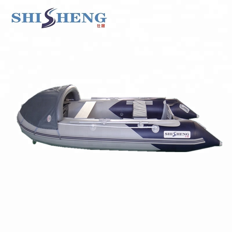 Cheap inflatable fishing boat with rubber boat  aluminum floor  Inflatable pontoon boat for sale