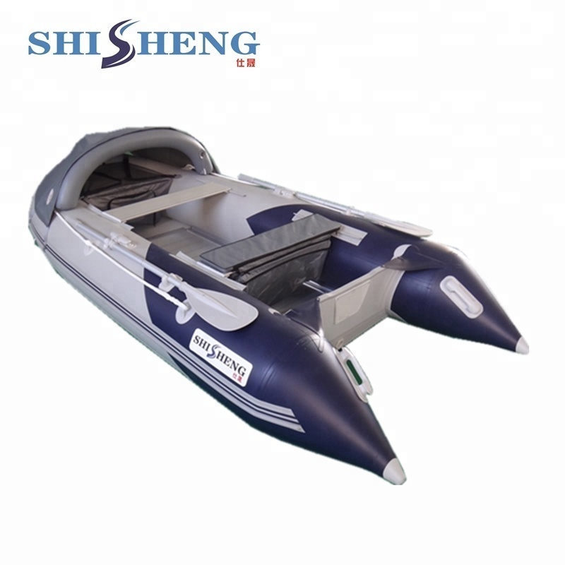 Cheap inflatable fishing boat with rubber boat  aluminum floor  Inflatable pontoon boat for sale