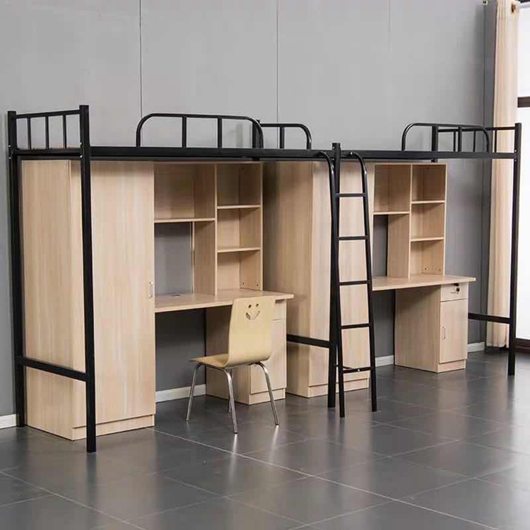 Hot Sale School Furniture Double Metal Bunk Bed Comfortable Student Dormitory Bunk Bed With Desk