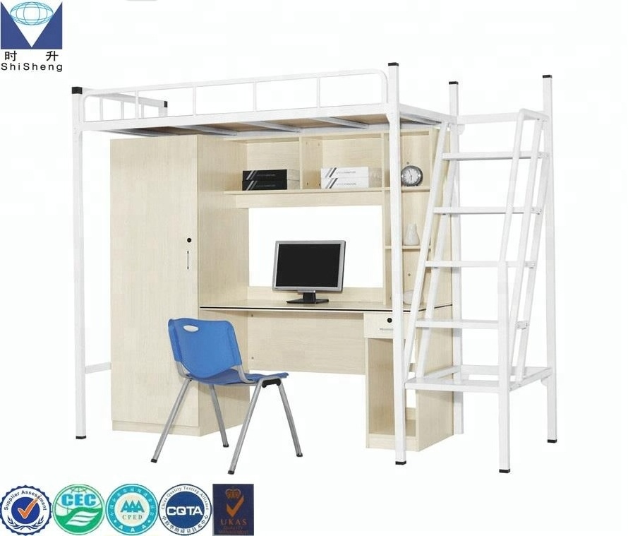 student bunk bed with desk for dormitory