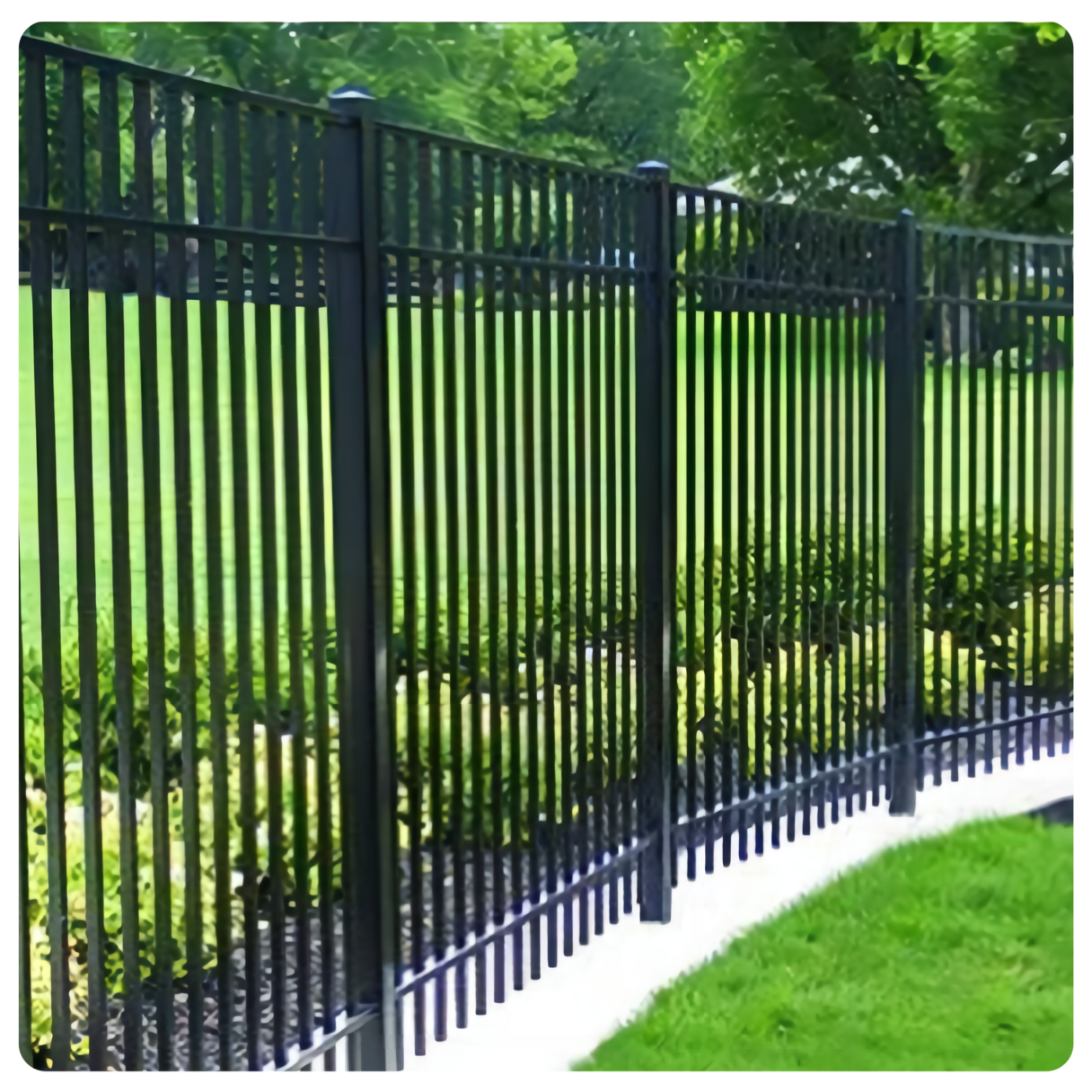 Easily assembled decorative style steel fence flat rail top welded residential metal fence balcony fence for garden