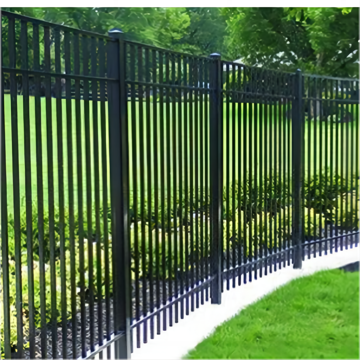 Black powder coated steel matting fence anti climb used pool fence with gate price garrison iron garden fence from china factory