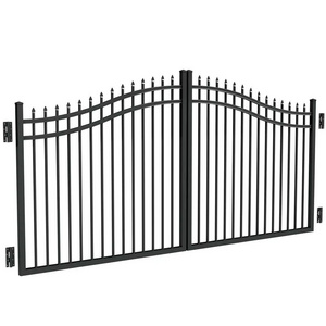 eco-reusable Vinyl Color Picket steel bar fence gate Swimming Pool Black Palisade Iron Panels Tubular Steel door