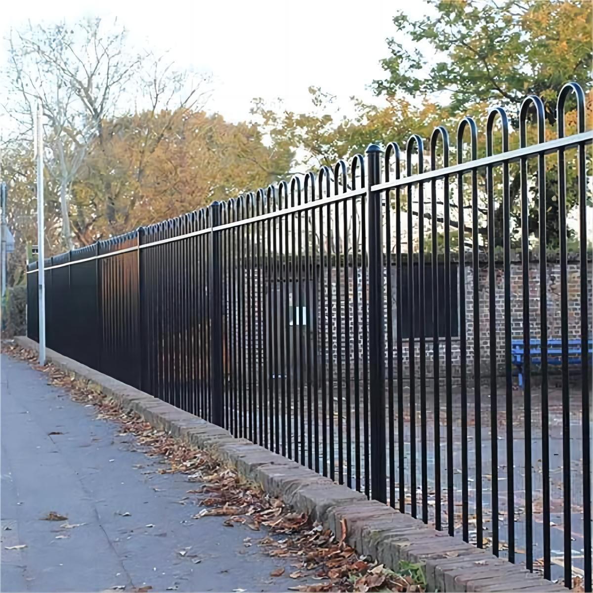 Customized factory price bow top tubular steel fence wrought iron fence panels waterproof modern steel fence for garden