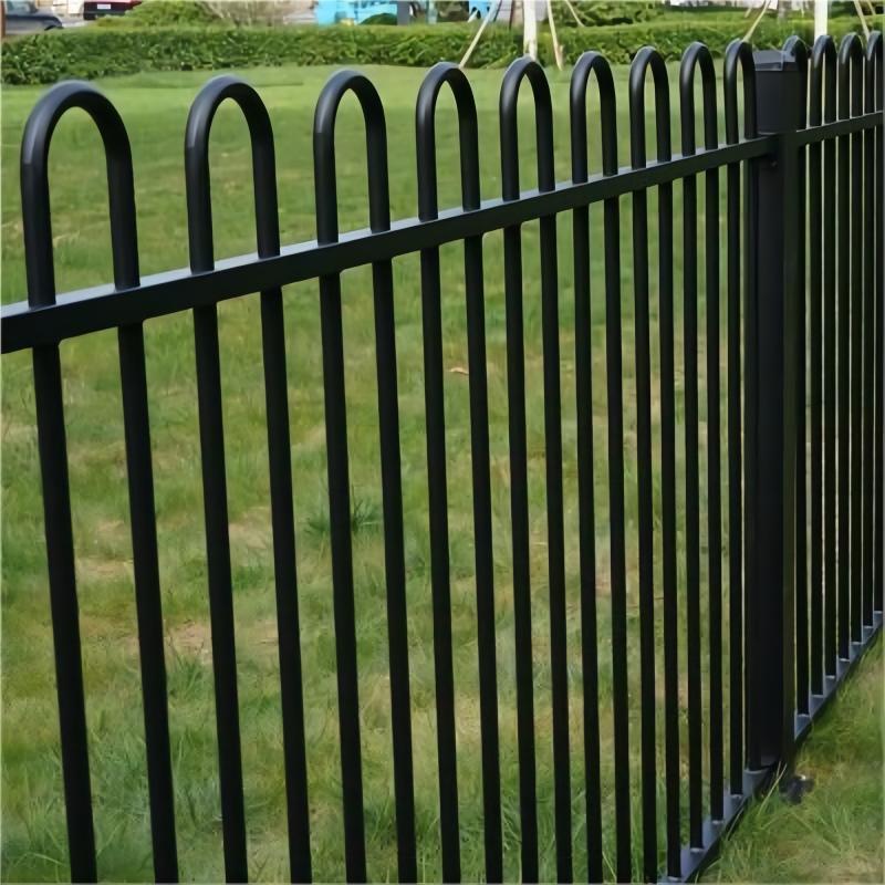 Customized factory price bow top tubular steel fence wrought iron fence panels waterproof modern steel fence for garden