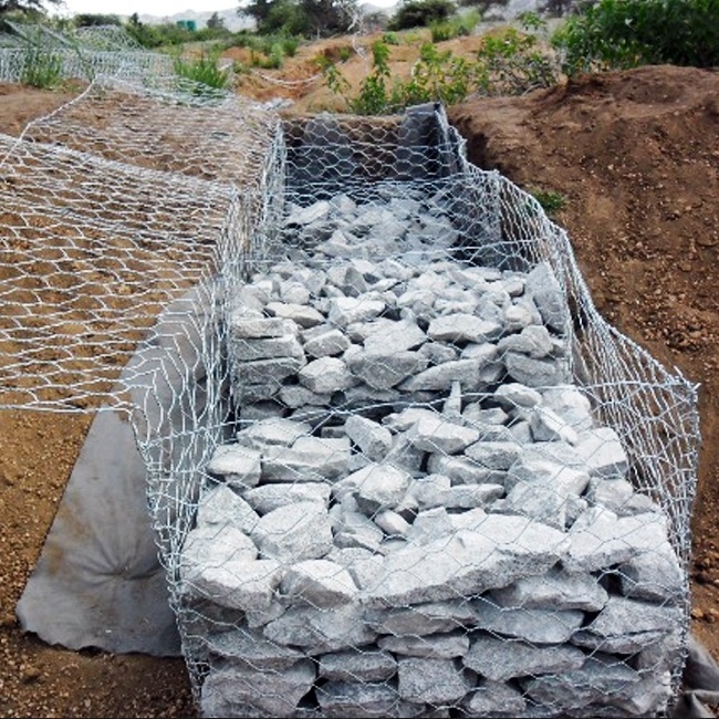 Gabion rock retaining wall netting 2x1x1m hexagonal gabion mesh