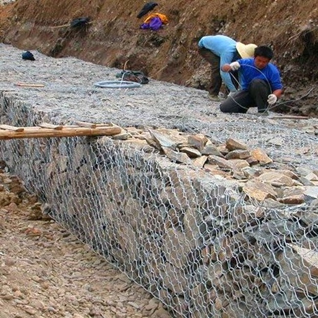 Gabion rock retaining wall netting 2x1x1m hexagonal gabion mesh