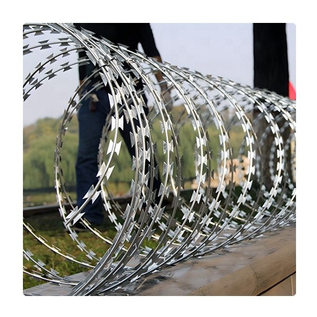 Anti climb razor blade barbed wire plate concertina razor wire fence