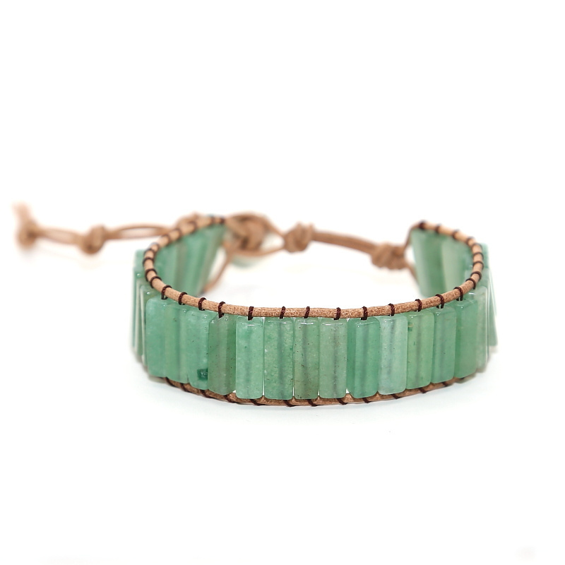 New Bohemia Bracelet Single Vintage Leather Wrap Bracelet Semi Precious Stone Beaded Cuff Bracelet