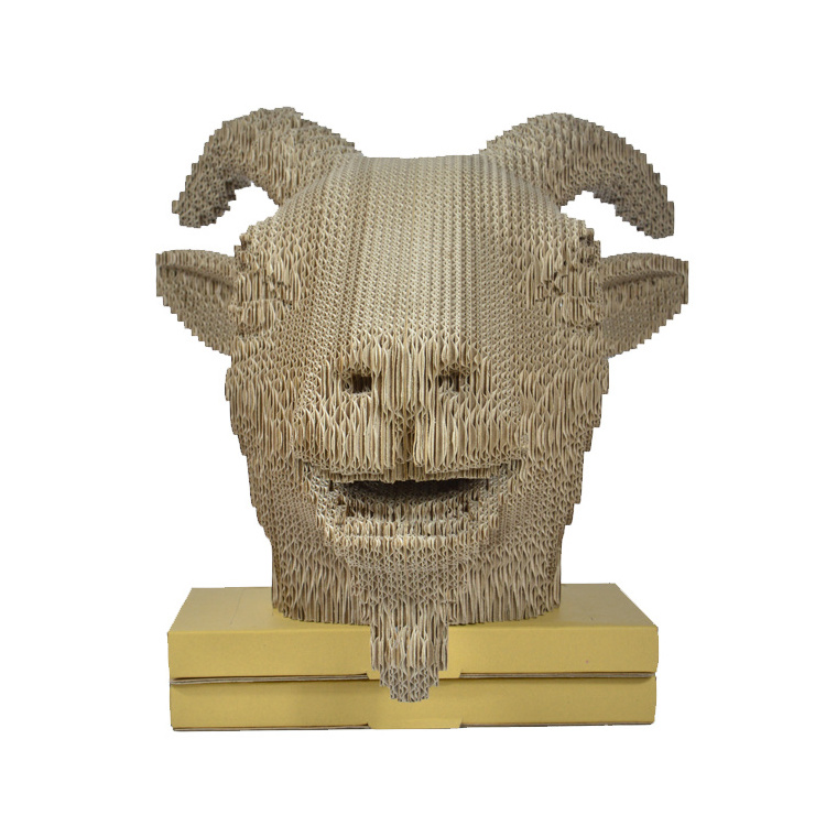 DIY Decoration Cardboard Adhesive Sheep Head Model Custom Paper Handicrafts for Home Office