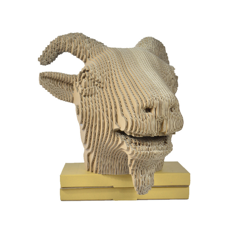 Cardboard Adhesive Sheep Head Model Custom Paper Handicrafts DIY Decoration for Home Office