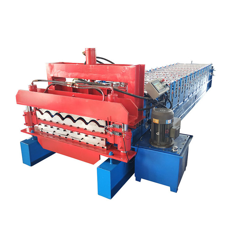 Two Profiles Galvanized Aluminum Roof Sheet Roll Forming Machine Manufacturer Double Layer Roof Tile Press Forming Machines