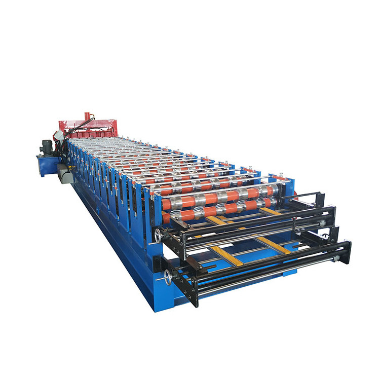 Two Profiles Galvanized Aluminum Roof Sheet Roll Forming Machine Manufacturer Double Layer Roof Tile Press Forming Machines