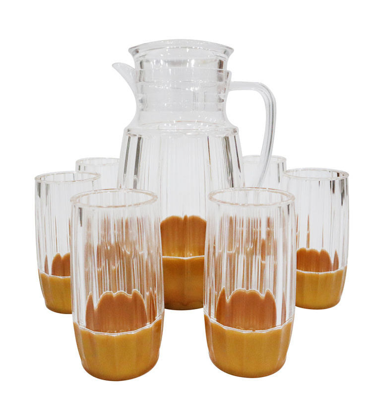 2024 Manufacture China Suppliers 1.6L Water Pitcher Acrylic Drinking Jugs Plastic Pitchers with cup set party jugs set